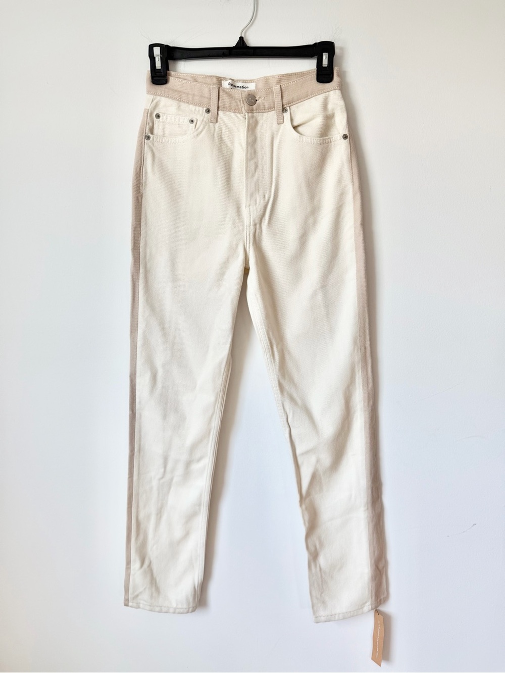 NWT Reformation Cynthia Tonal Reworked High Rise Straight Jeans
